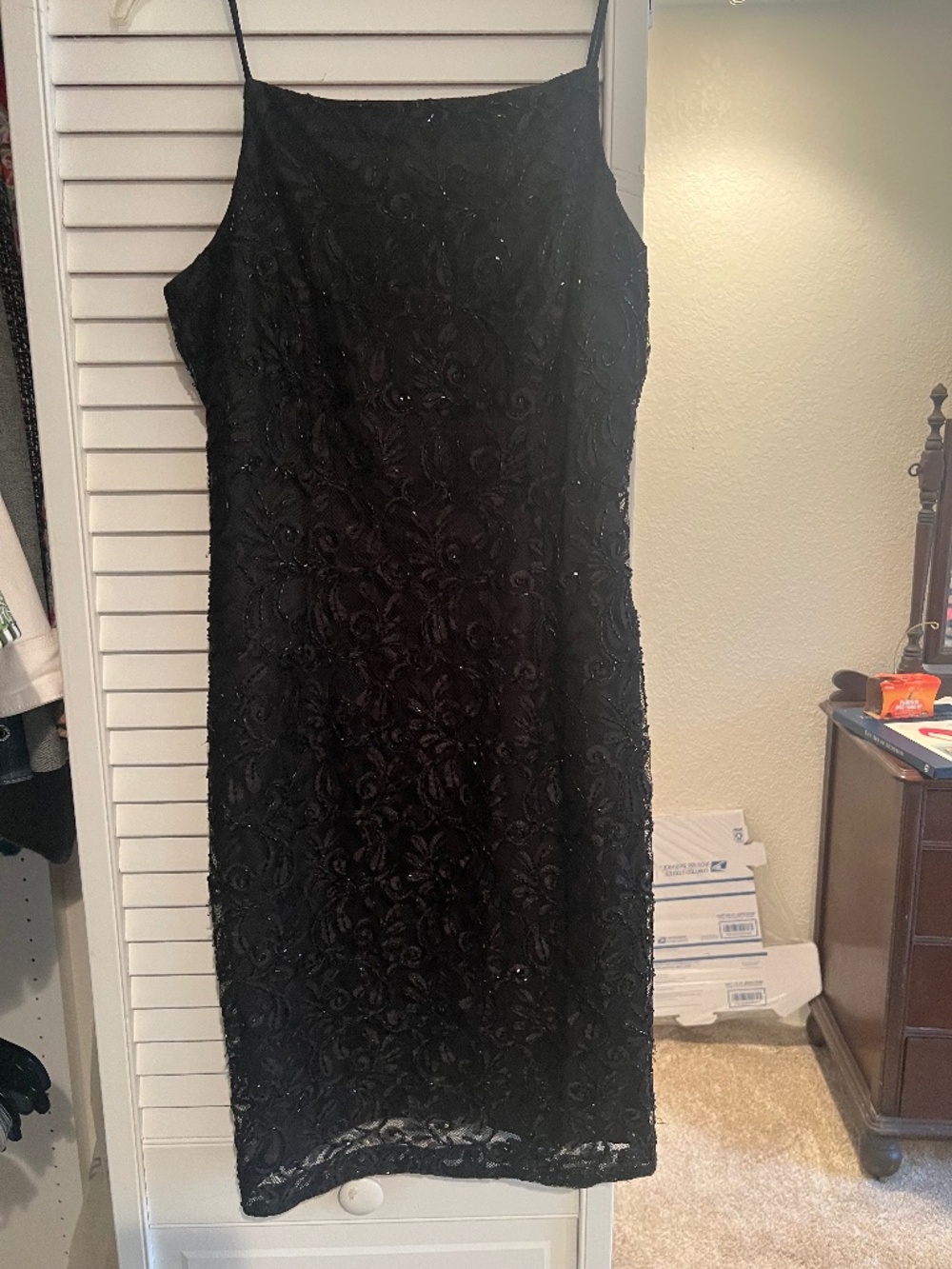 Vintage 1970s Marina black sequined cocktail dress size 8